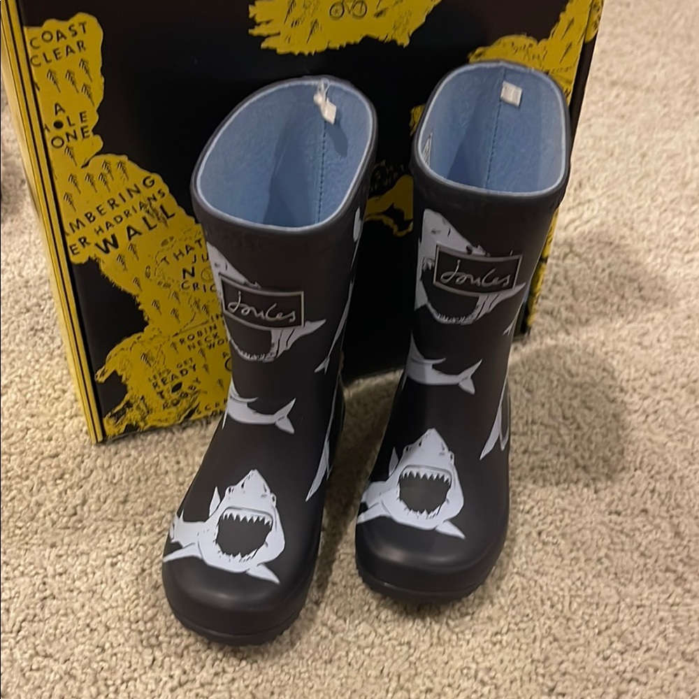 Joules Kids Shark Print Rain Boots Size 9